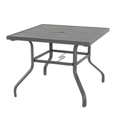 Patio Metal Textilene Dining Set of 5 with Umbrella Hole and High Backrest