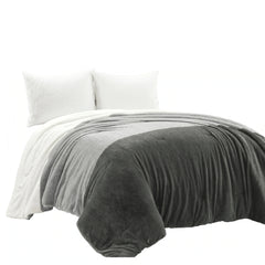 Lush Decor Farmhouse Color Block Ultra Soft Faux Fur All Season Kids Comforter Set
