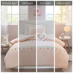 Intelligent Design Kids Tessa Tassel Comforter Set with Heart Shaped Throw Pillow