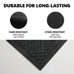 Front Door Mat Non-Slip Backing Entry Mat Low Profile Doormat In Grey