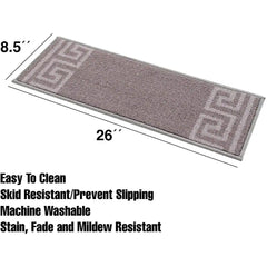 Stair Treads Greek Key Meander Design Non Slip Backing, 8.5''X26''