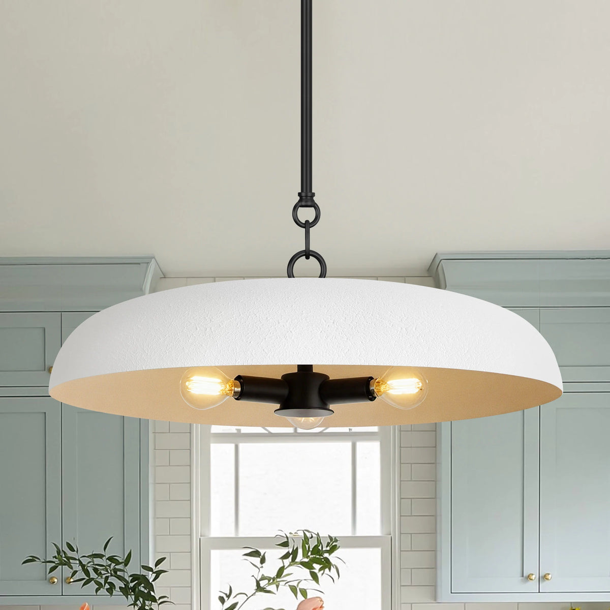 LamQee 20" Pendant Light Metal Dome Ceiling Hanging Chandelier - 19.7 inch