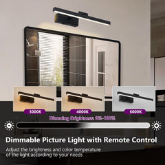 Modern Wireless LED Vanity Light 3CCT Dimmable, Remote Control, Rechargeable, Easy Magnetic Installation