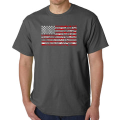 LA Pop Art Men's Word Art T-shirt - Fireworks American Flag