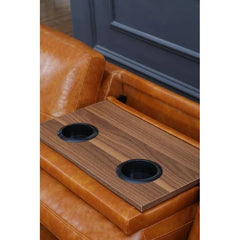 Faux Leather L - Shaped Sectional Set With Cup Holders 2pc