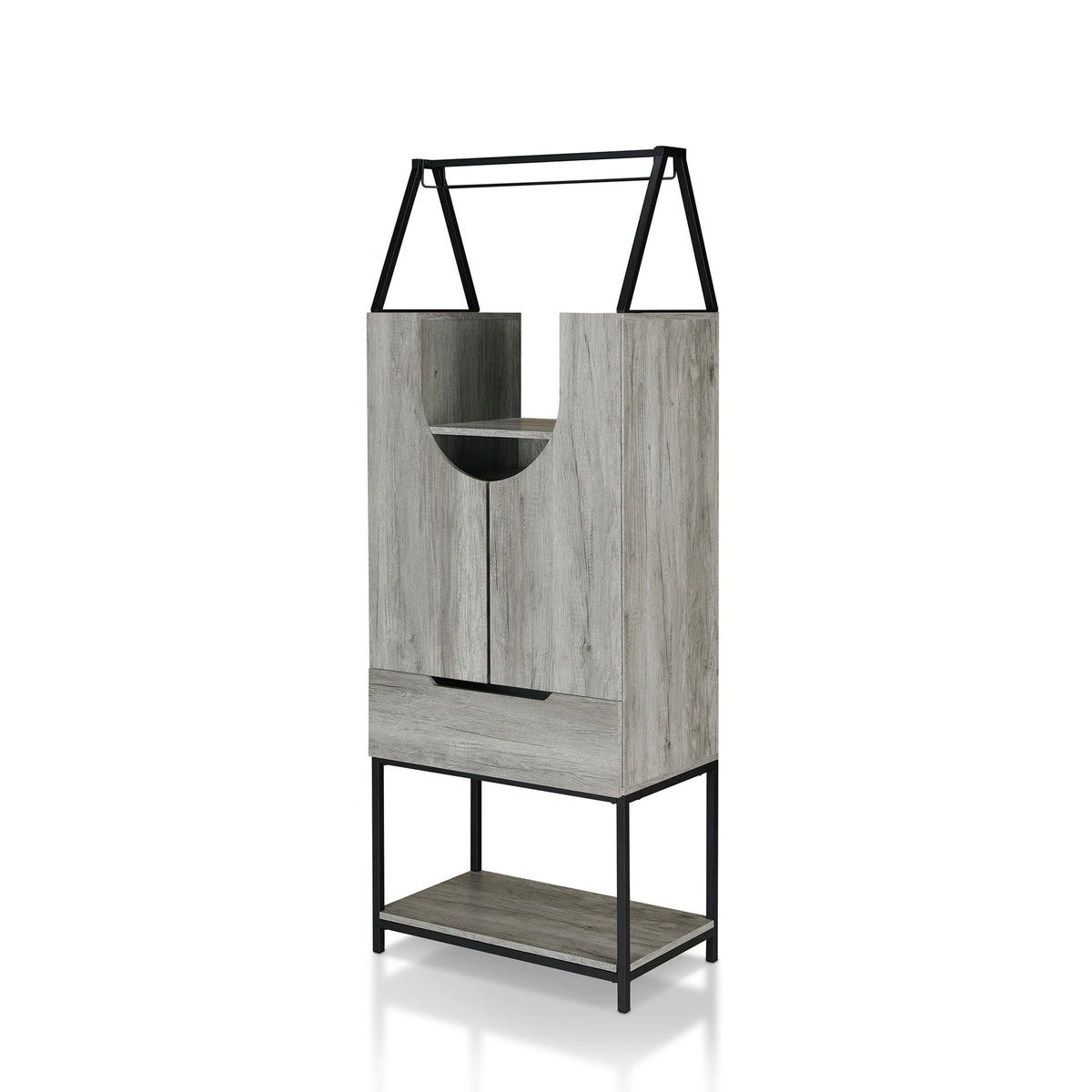 Marcus Contemporary Metal Multi-storage Wine Cabinet by Furniture of America