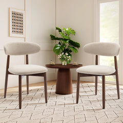 Modern Farmhouse Wooden Dining Chairs Upholstered Fabric Side Chairs with Floor Protectors