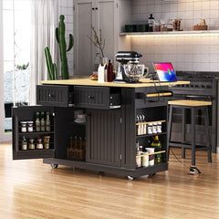 Spruce & Spring Frost 53inch Large Kitchen Island with Drop Leaf