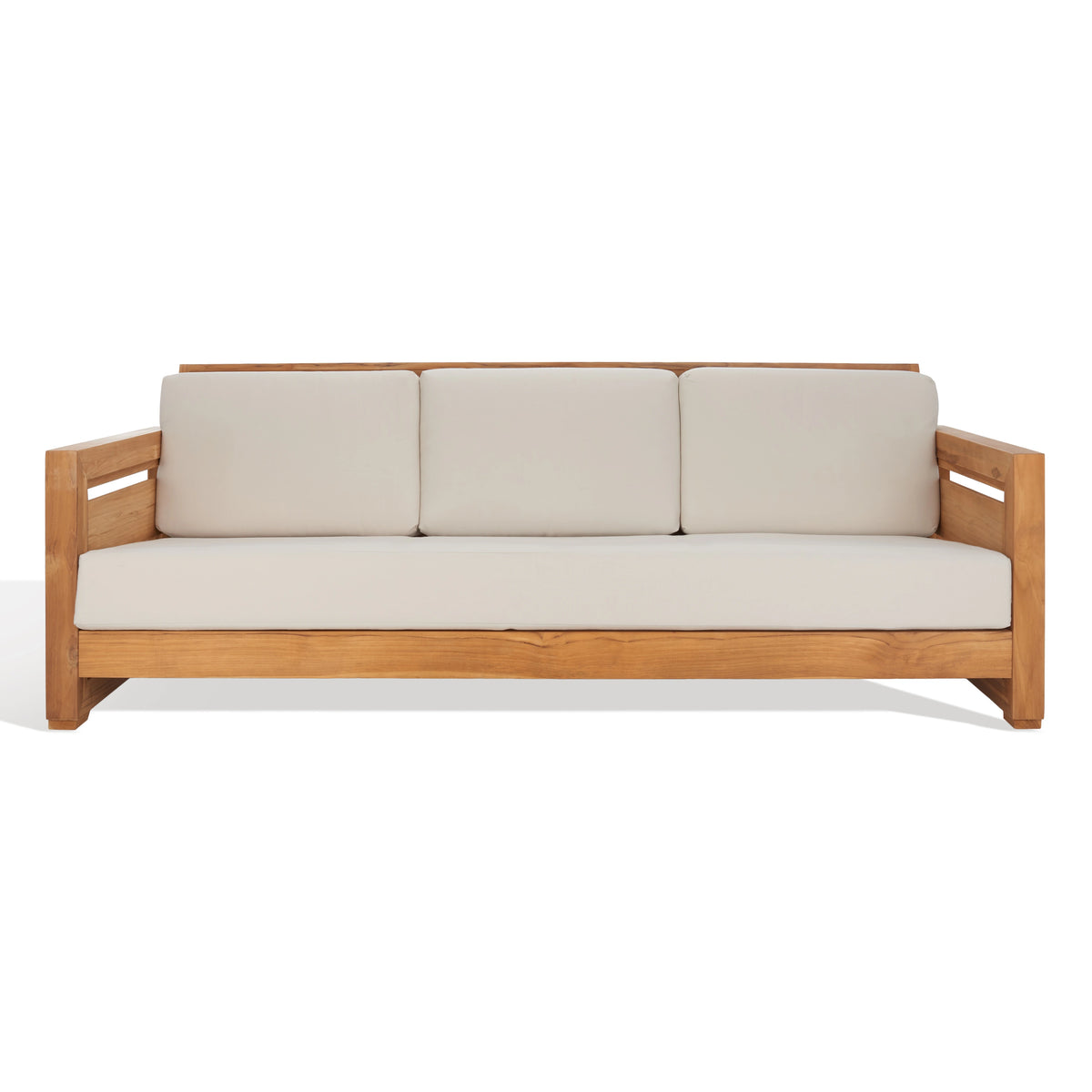 SAFAVIEH Couture Guadeloupe Outdoor Teak 3-Seat Sofa - 84"Wx37"Dx29"H