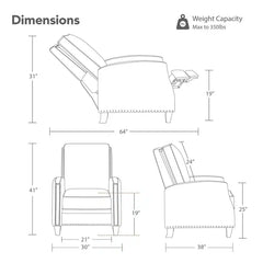 Spruce & Spring Alston Push Back Recliner Chair with Nailhead Trims for Living Room