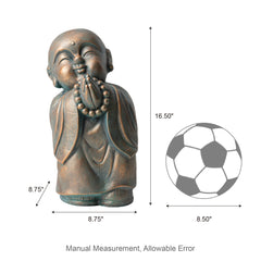 Glitzhome MGO Faux Bronze Buddha Garden Statue Monk Sculpture Indoor Outdoor Decor Fall Gifts