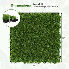 Gymax 12'' x 12'' Fake Grass Turf Outdoor Indoor Flooring Deck