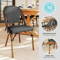 Martha Stewart 2PK All-Weather Stackable Patio Bistro Dining Chairs - 19"W x 21.75"D x 35"H