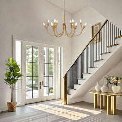 Modern Gold 12-Light Classic Candle Chandelier for Dining Living Room - D 36.2" x H 21.2"