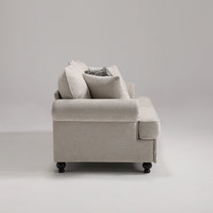 Morden Fort Chenille Fabric Loveseat with Rolled Arm and Nailhead Trim