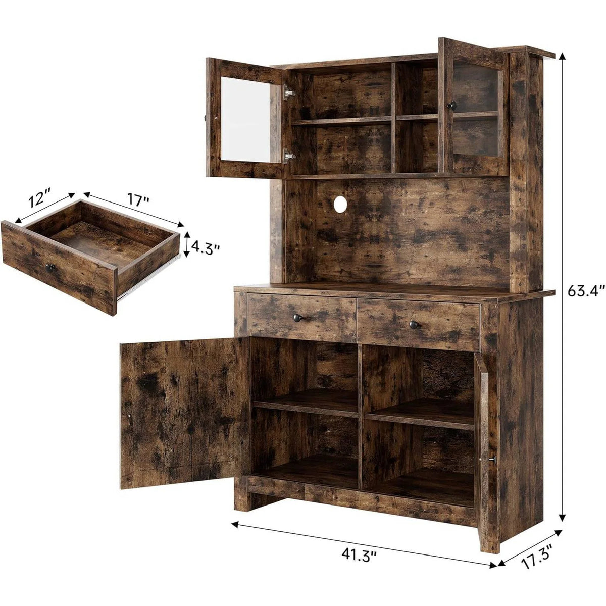 Freestanding Hutch Kitchen Pantry Storage Cabinet for Kitchen, Living Room - N/A