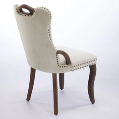 GDFStudio- Velvet Wing-Back Dining Chair with Handmade Tufted Trim & Curved Wood Legs, Set of 2
